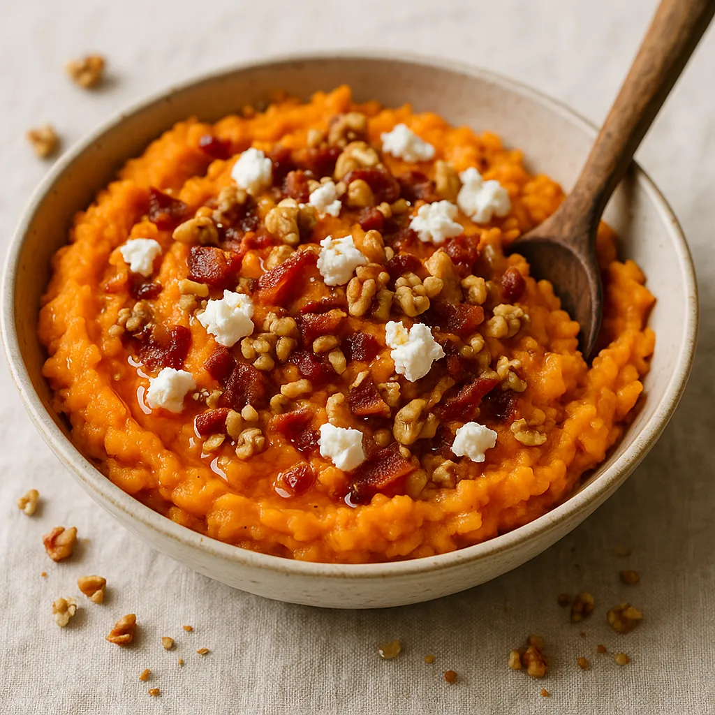 Mashed Sweet Potatoes with Honey and Goat Cheese