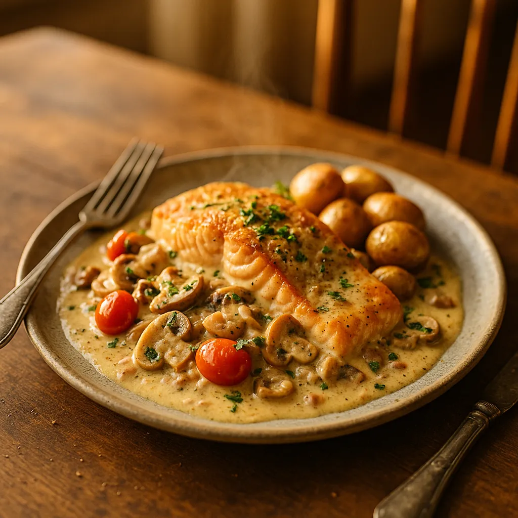 Parmesan Mushroom Cream Salmon